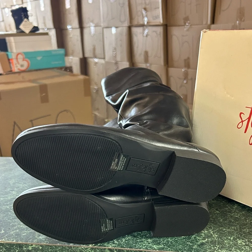Style & Co. Black Over-the-Knee Faux Leather Boots